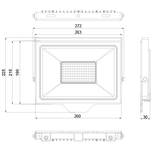 LED Moisture-resistant outdoor floodlight 100W, 10 000Lm, 4000K, IP65